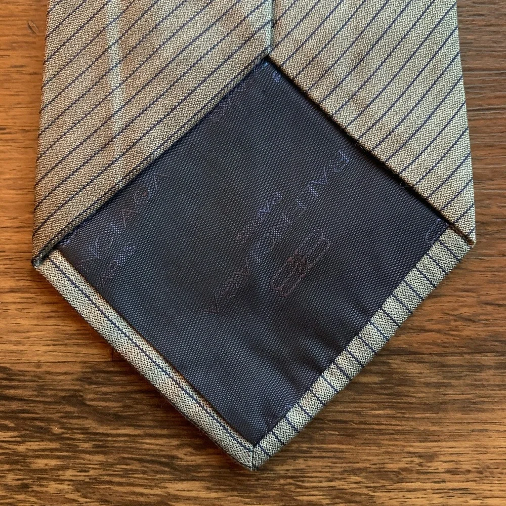 Balenciaga Gray & Navy Pinstripe Silk Tie